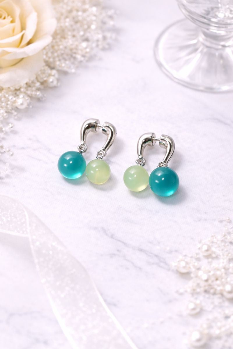 Pastel Bead Drop Hoop Earrings