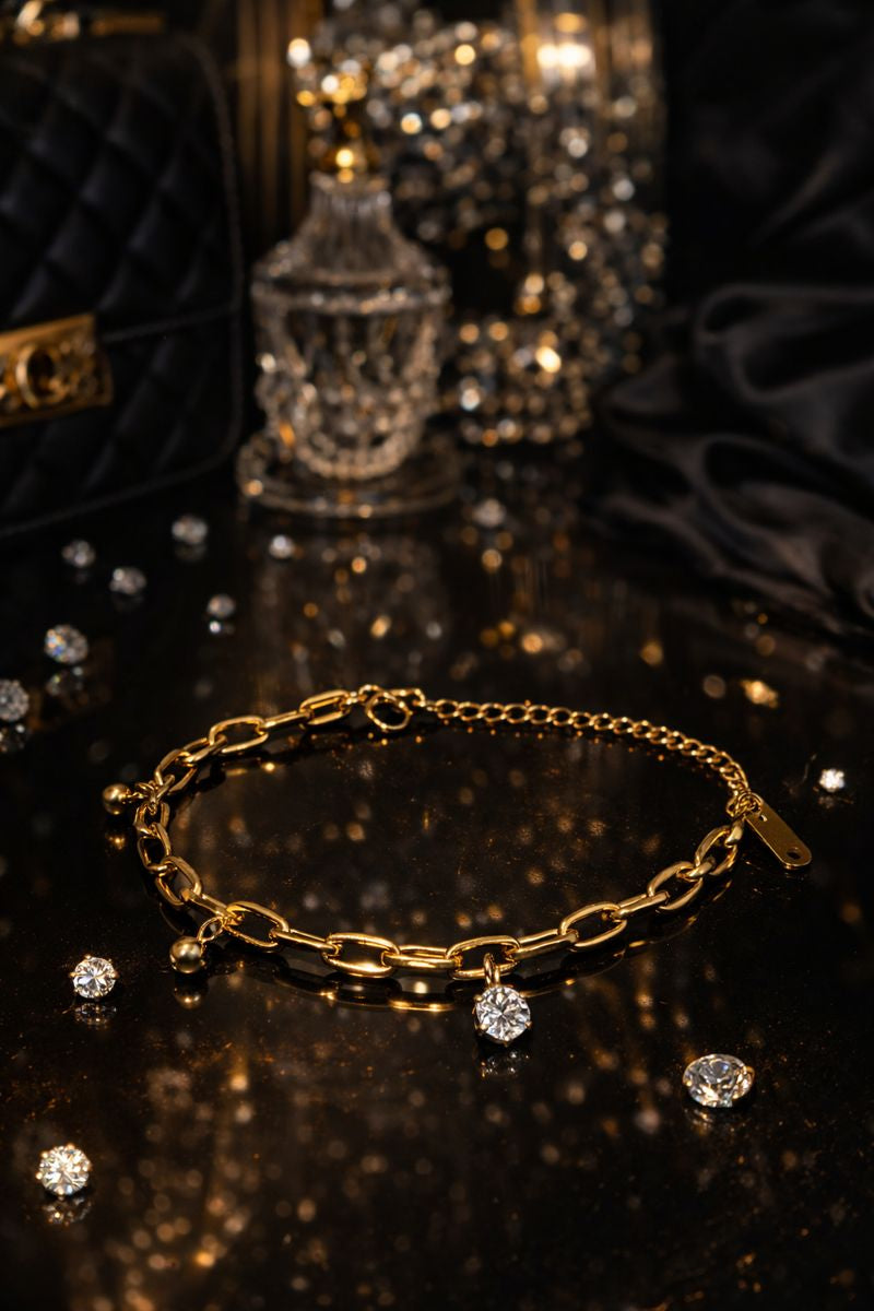 Gold Charm Chain Bracelet