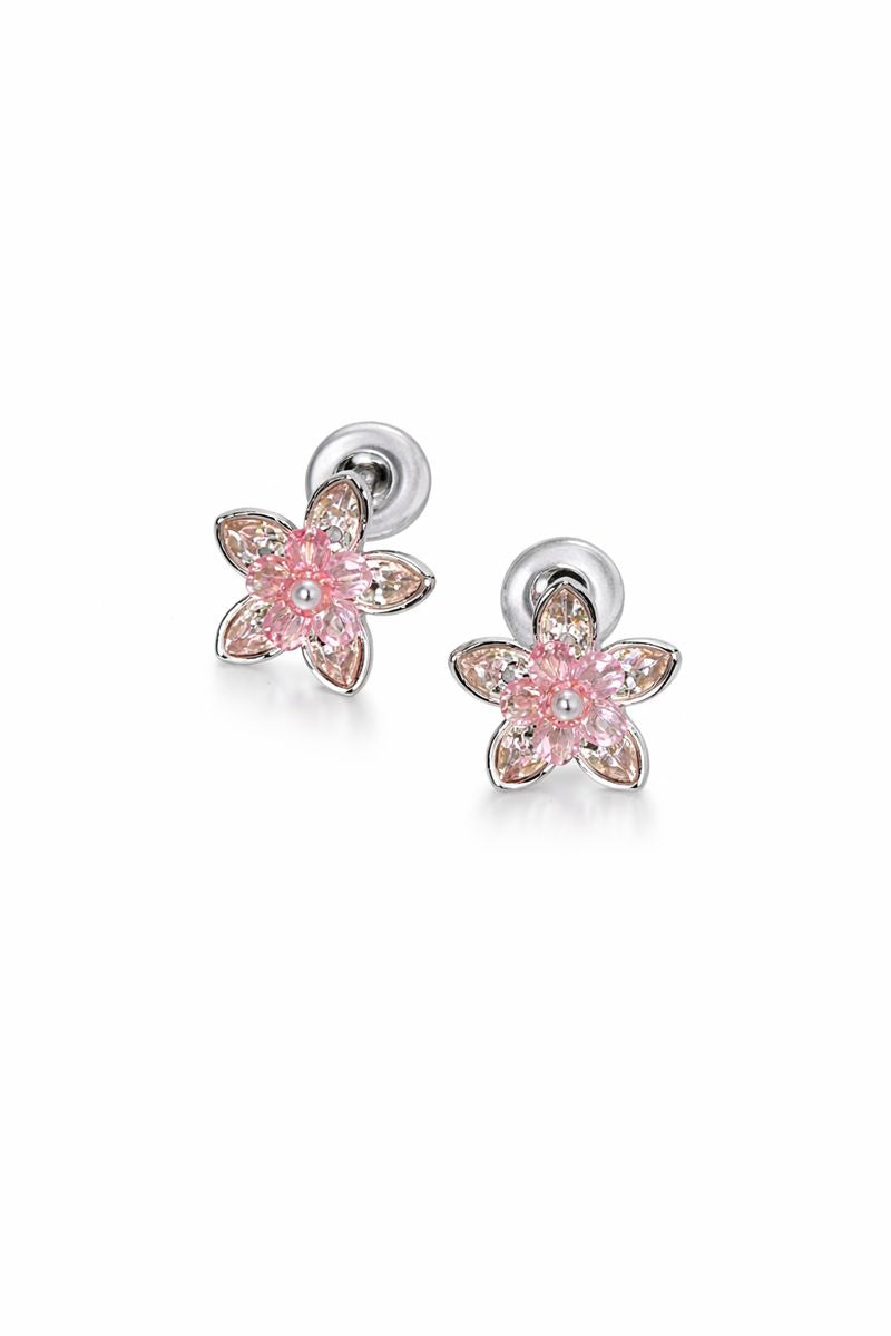 Pink Blossom Crystal Stud Earrings
