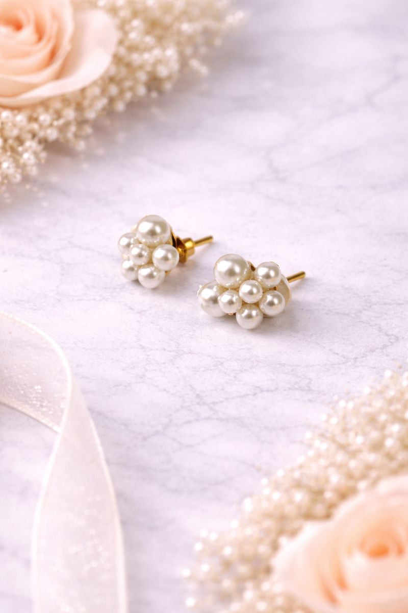 Pearl Blossom Stud Earrings