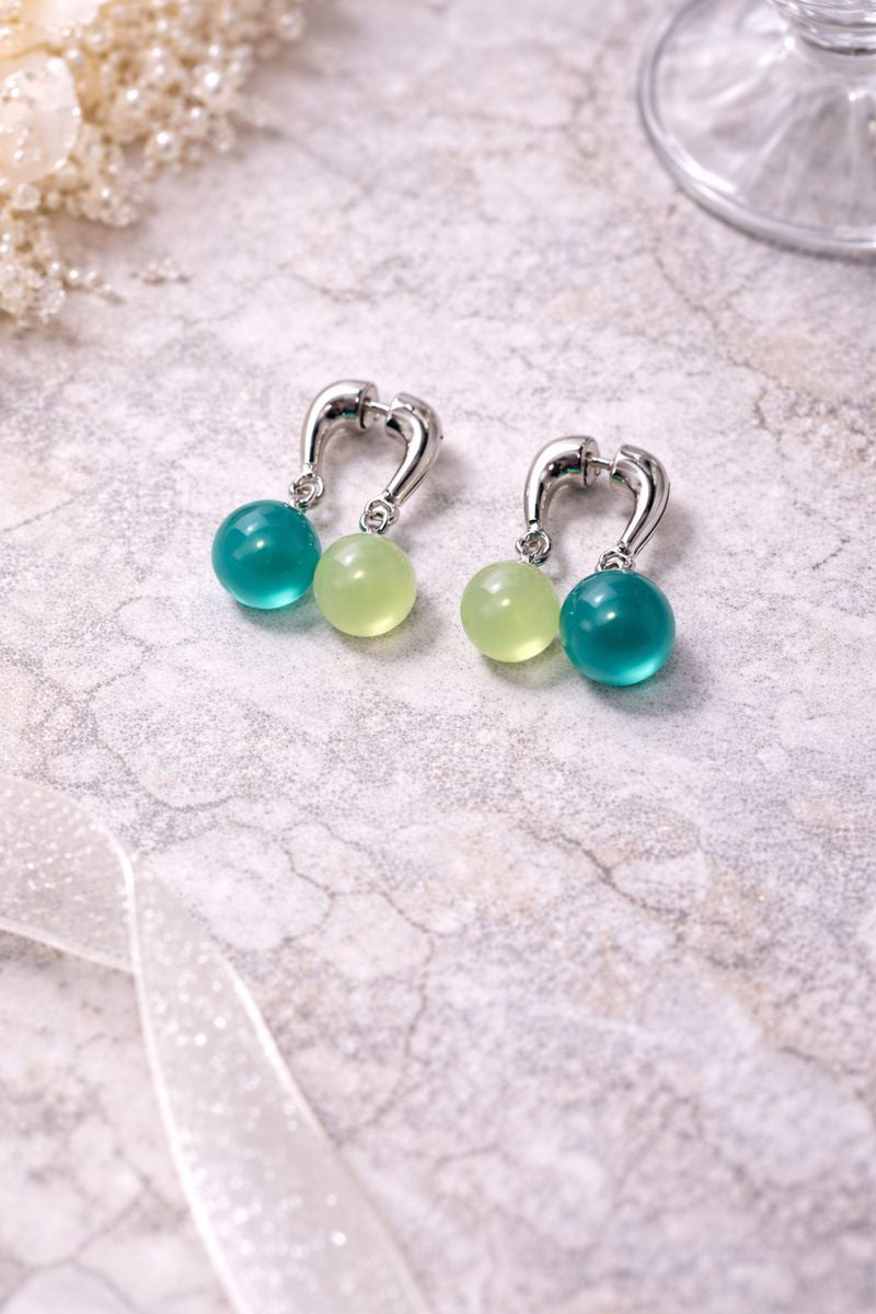 Pastel Bead Drop Hoop Earrings