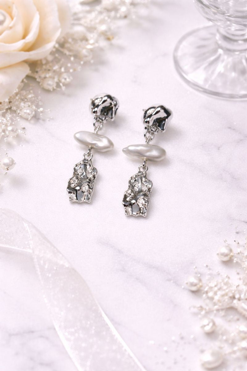 Silver Pearl Drop Earrings