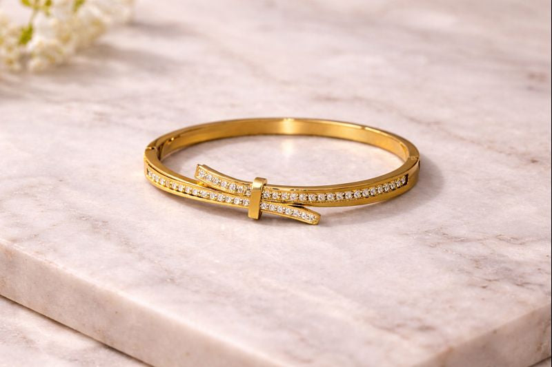 Gold Crystal Bow Bracelet