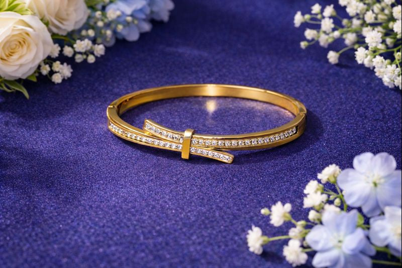 Gold Crystal Bow Bracelet