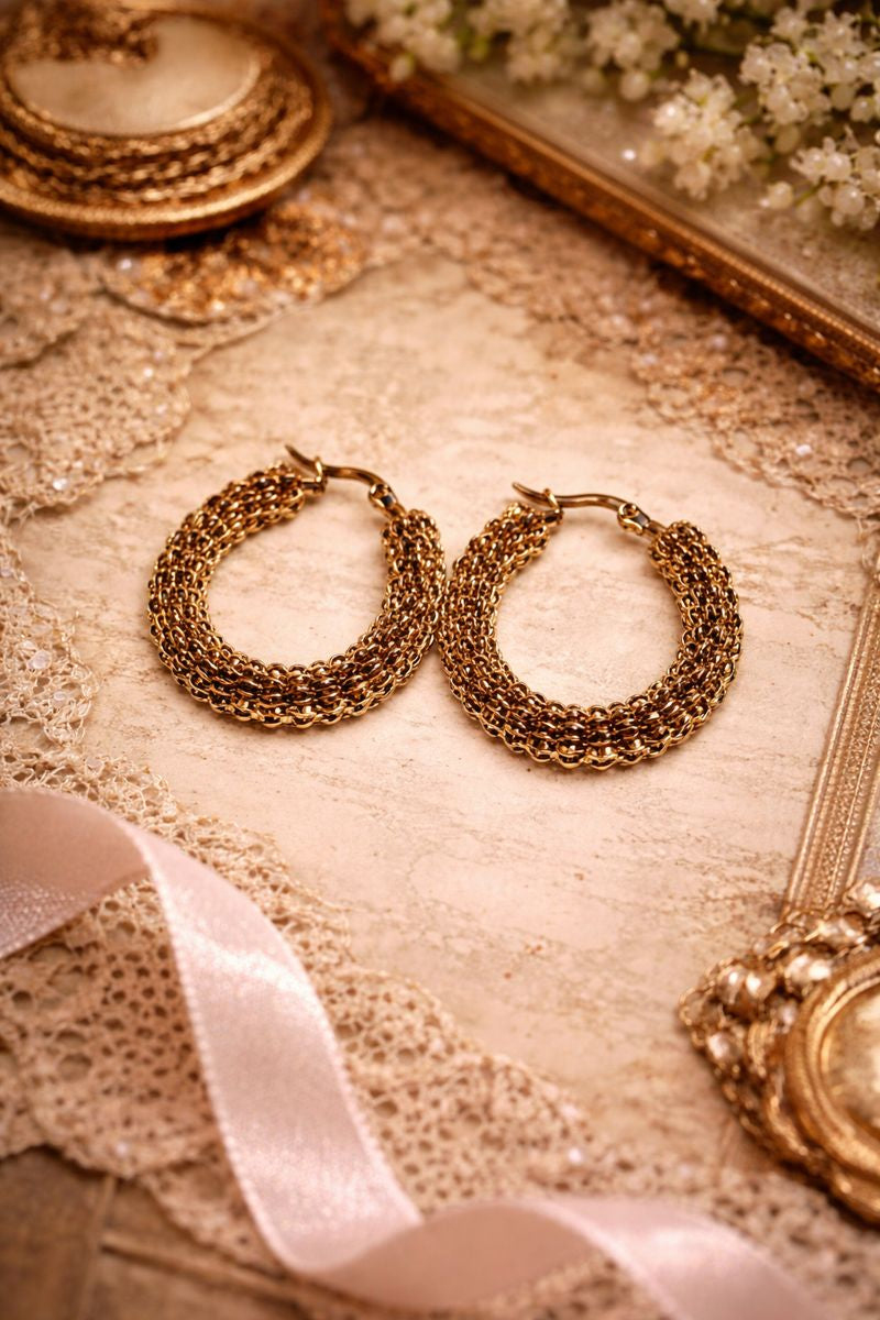 Gold Chain Hoop Earrings