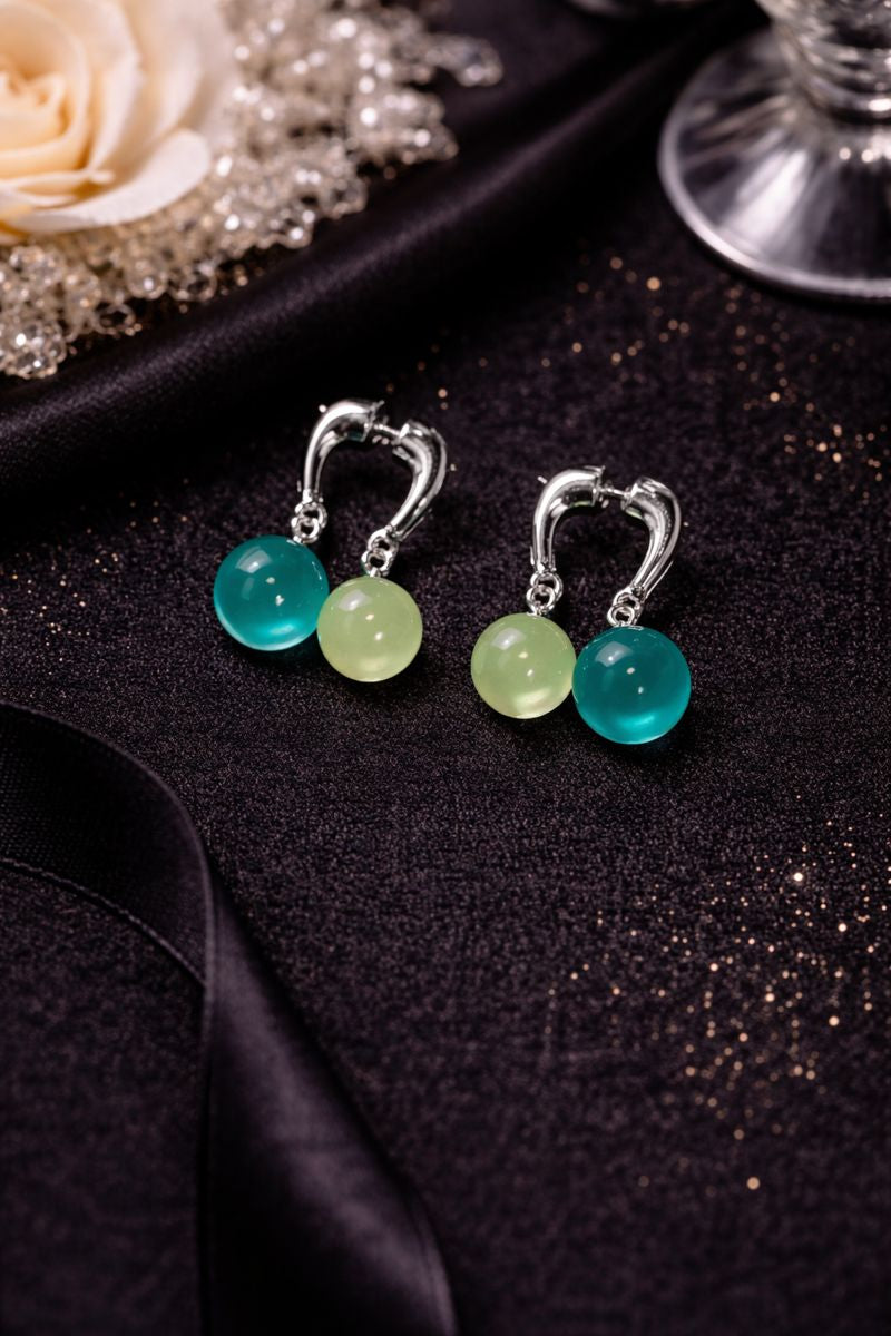 Pastel Bead Drop Hoop Earrings