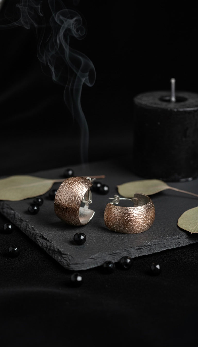 Textured Silver Hoop Earrings