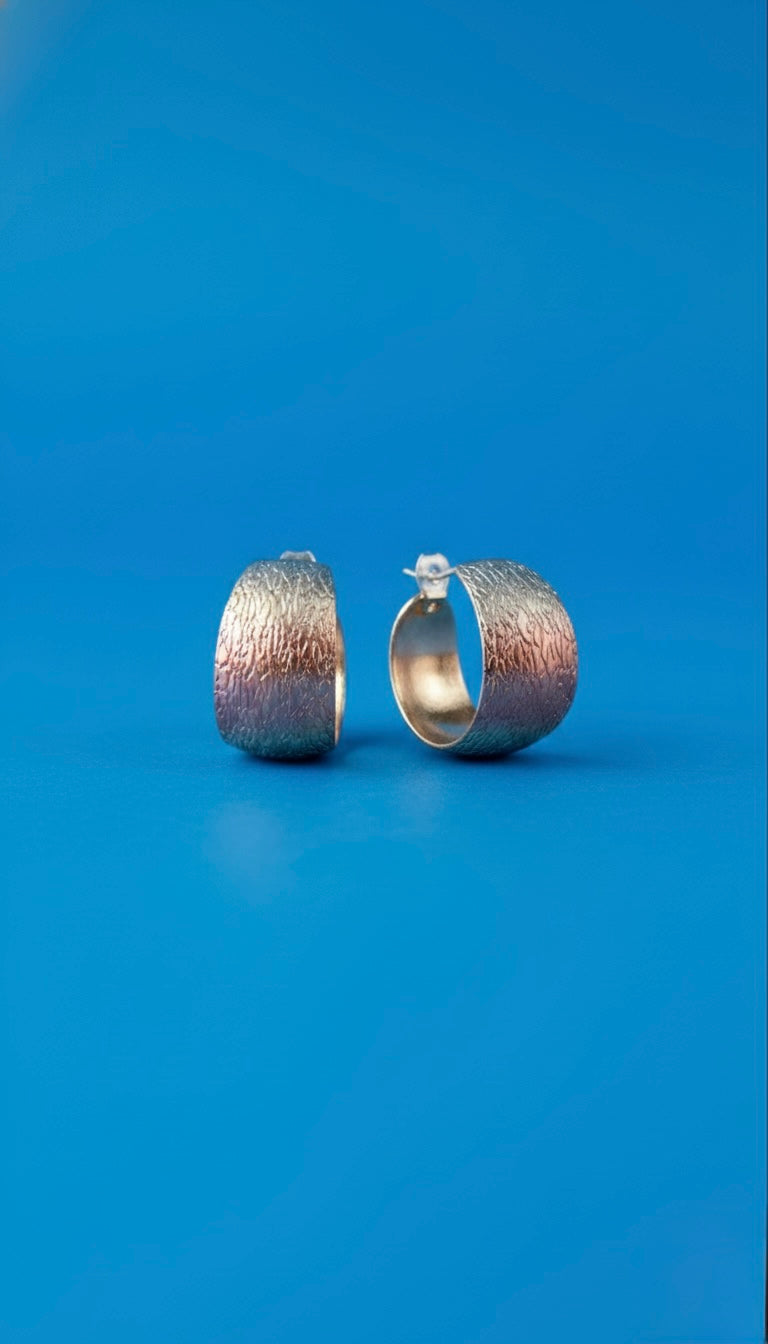 Textured Silver Hoop Earrings
