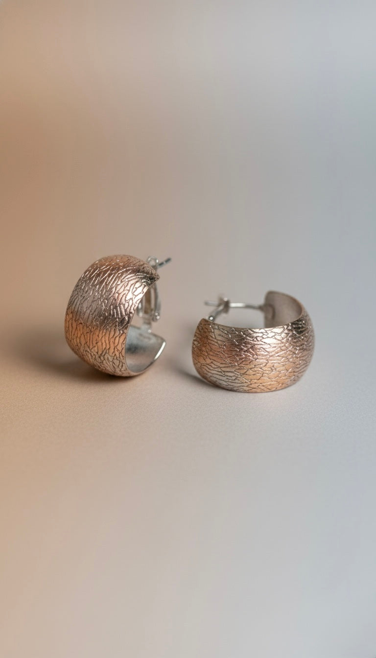 Textured Silver Hoop Earrings
