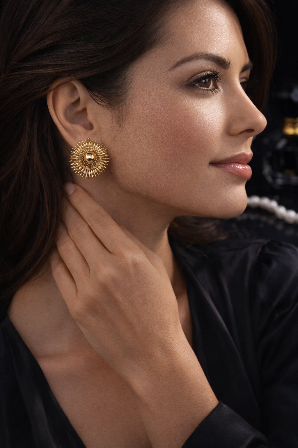 Golden Sunburst Stud Earrings