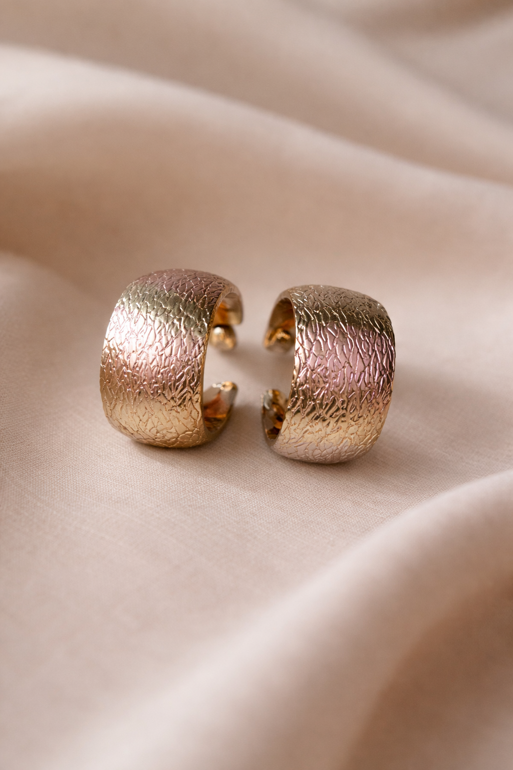 Textured Silver Hoop Earrings