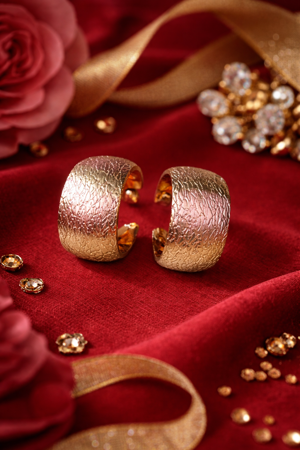 Textured Silver Hoop Earrings