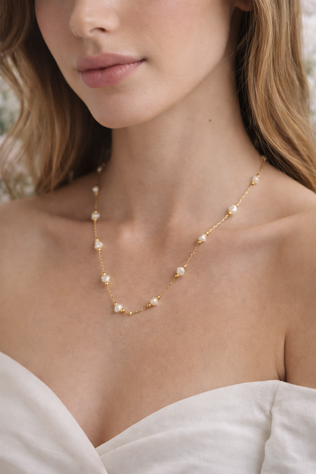 Delicate Pearl Chain Necklace