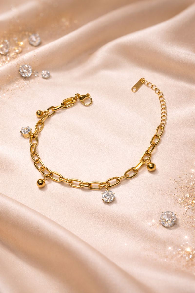 Gold Charm Chain Bracelet