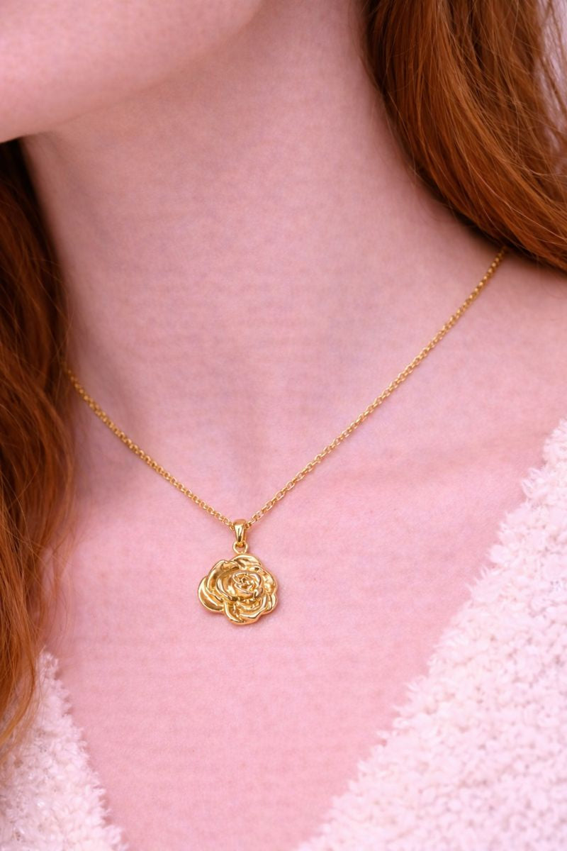 Golden Rose Pendant Necklace