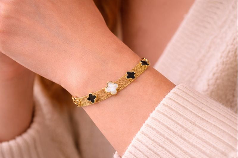 Gold Clover Mesh Bracelet