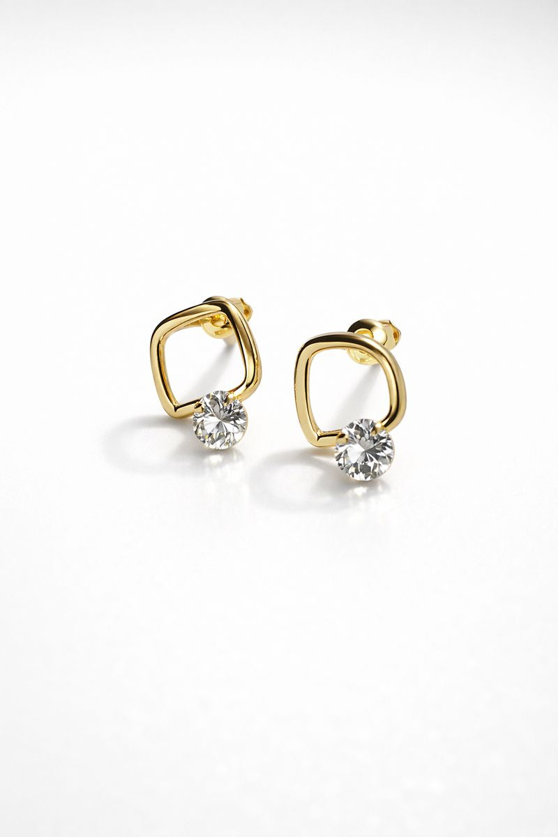 Gold Geometric Crystal Stud Earrings
