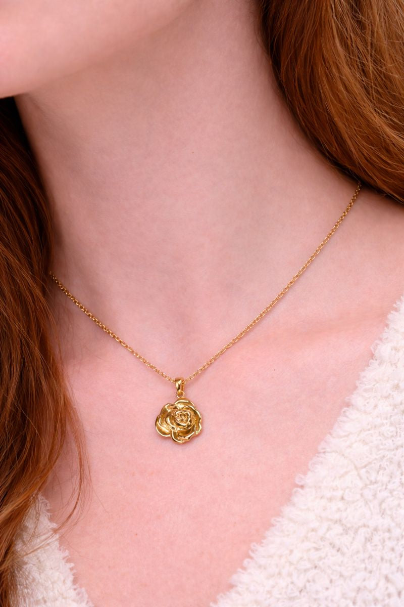 Golden Rose Pendant Necklace