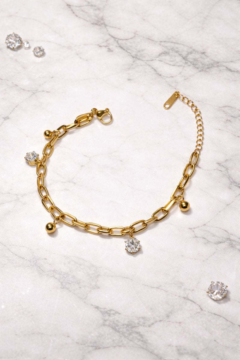 Gold Charm Chain Bracelet