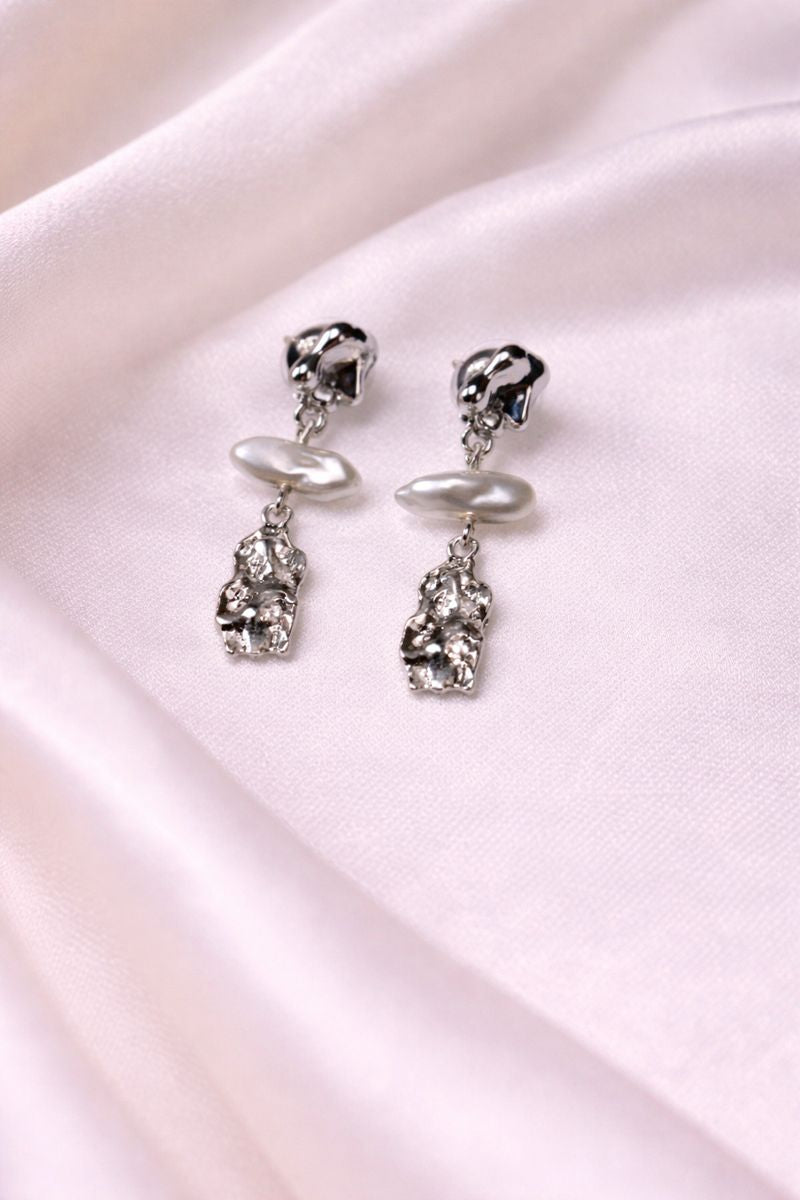 Silver Pearl Drop Earrings